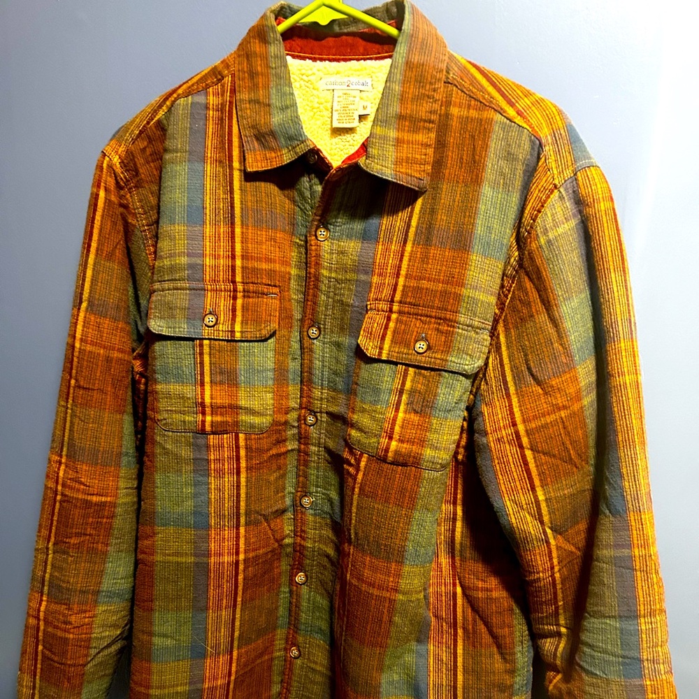 carbon 2 cobalt Sherpa-Lined Flannel Medium